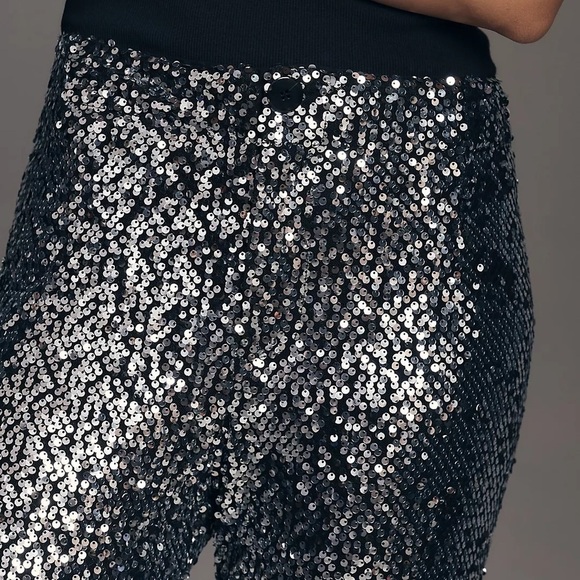 Anthropologie The Colette Cropped Wide-Leg Sequin Pants NWOT - Picture 4 of 12
